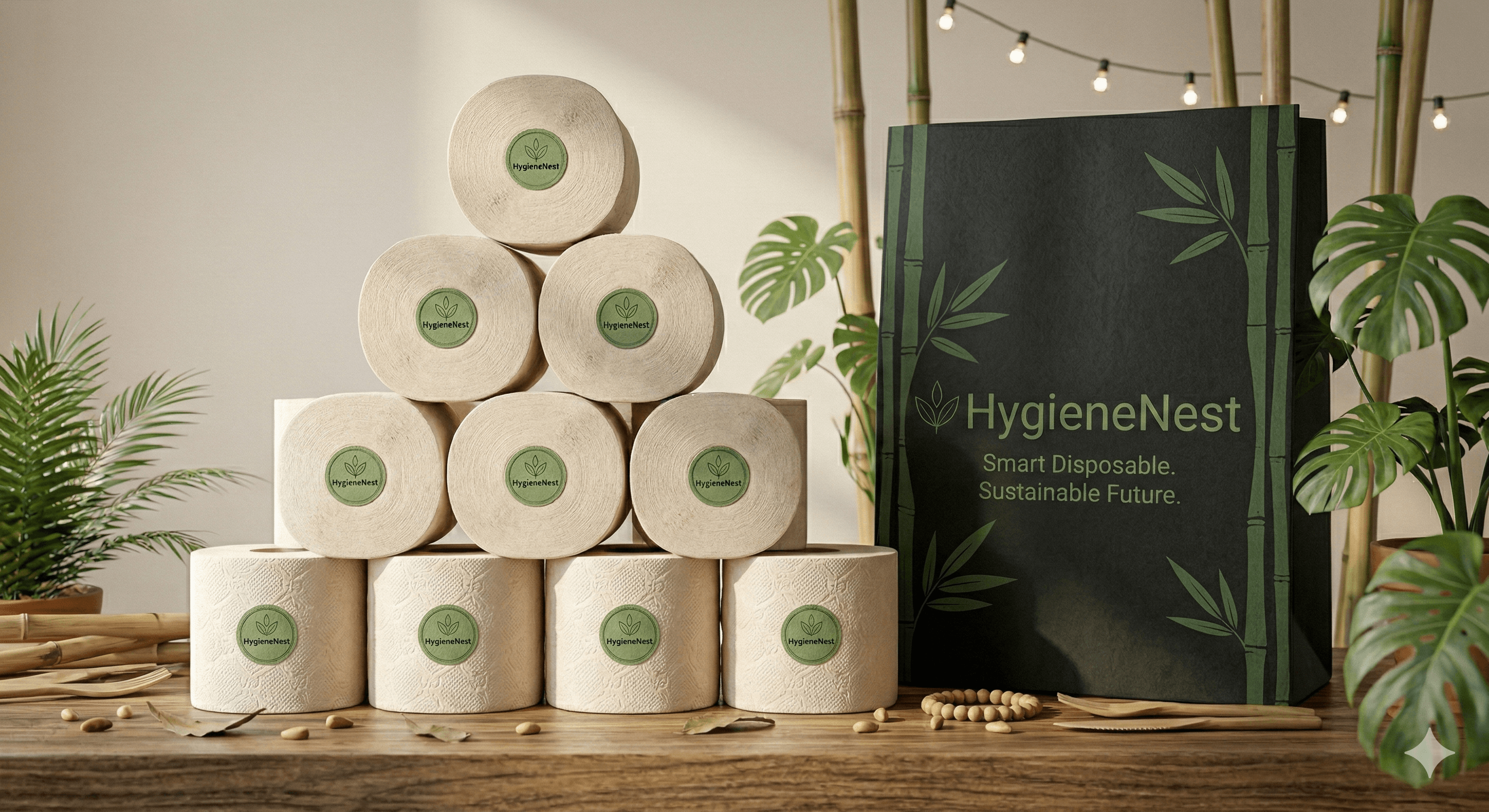 Bamboo Toilet Tissue Rolls – 3 Ply, Pack of 6